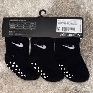 Nike Black Baby Crew Socks with White Swoosh - 3 Pack